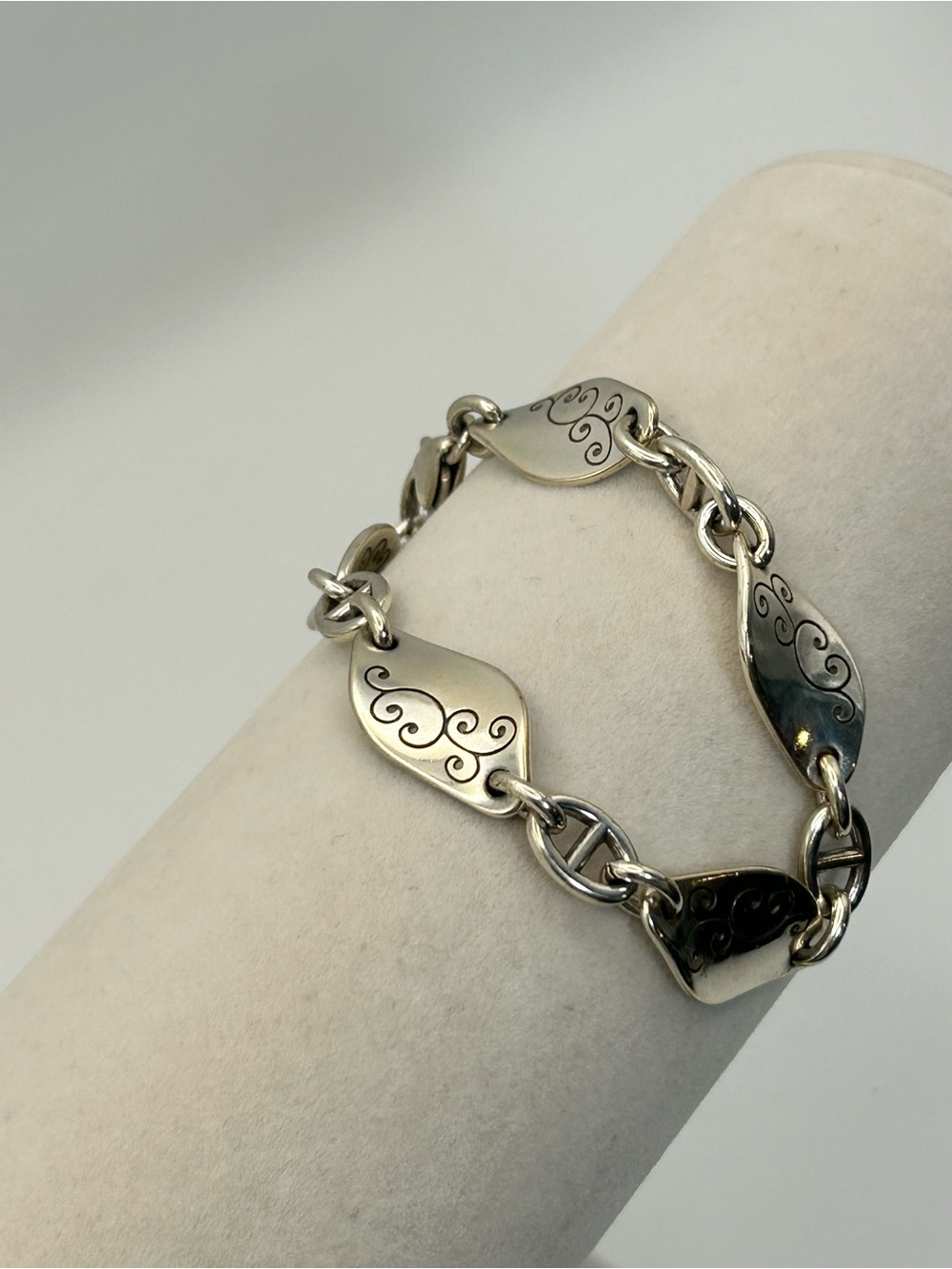 Brighton Twirl Twist Bracelet 8" Silver Plated Oval Link Vintage - Picture 4 of 10